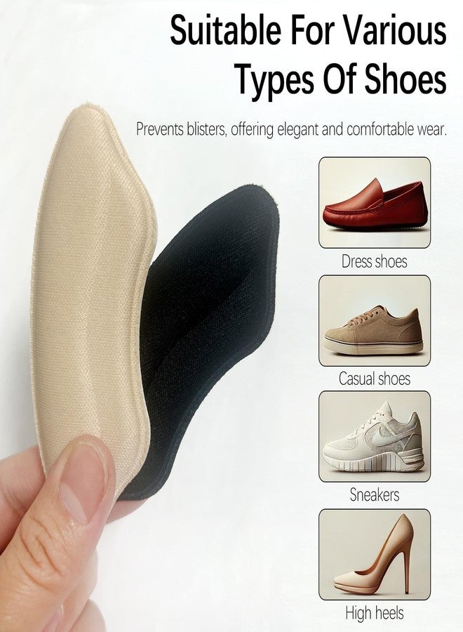 Tienyuu Heel Grips Liner Cushions Inserts for Loose Shoes - Heel Pads for Improved Fit and Comfort, Stop Heel Slip and Blisters (2 Pairs, Pale Apricot + Black) - Image 5